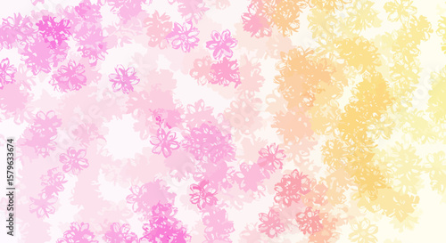 Abstract floral pattern with pink and yellow hues for textile and wallpaper design