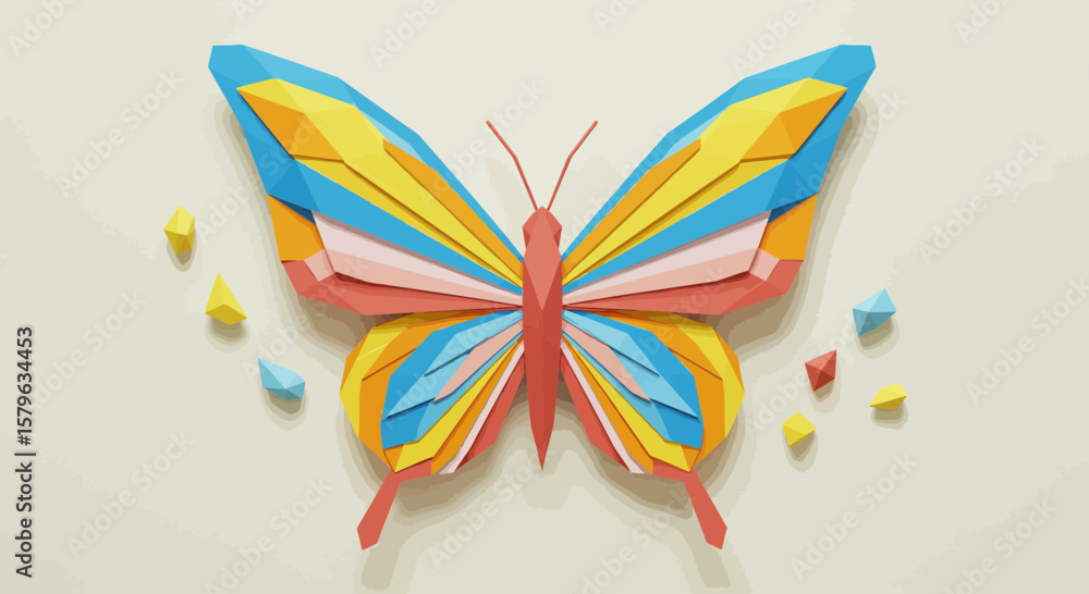 Obraz premium Geometric Butterfly Illustration: A Colorful and Modern Take on Nature's Beauty