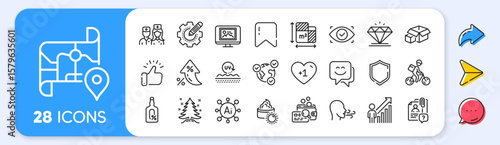 Christmas tree, Smile face and Employee result line icons. Interest rate, AI generate, Inflation icons. Pack of Uv protection, Breathing exercise, Biometric eye icon. Vector
