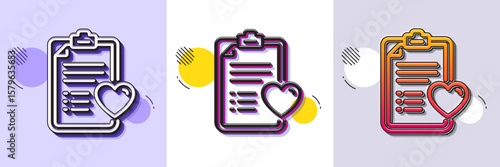 Medical survey line icon. Halftone dotted pattern. Gradient icon with grain shadow. Hospital patient history sign. Line patient history icon. Various designs. Vector