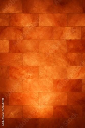 Warm glowing salt brick wall for a calming and healing ambiance. Perfect background for wellness and spa themes.