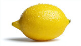 A fresh wet lemon on a white background