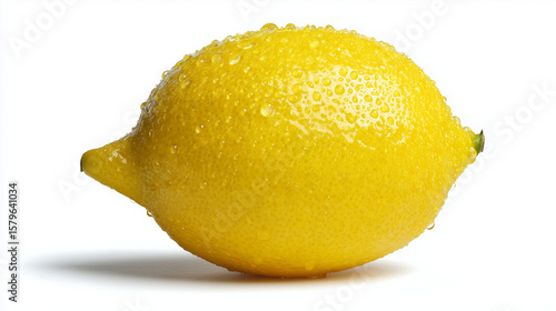 A fresh wet lemon on a white background