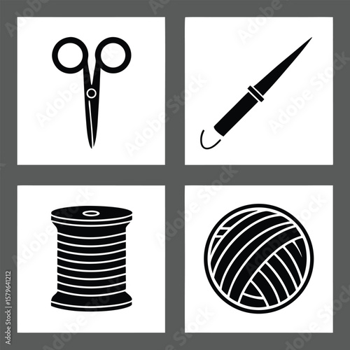 Sewing tools needle thread spool scissors craft