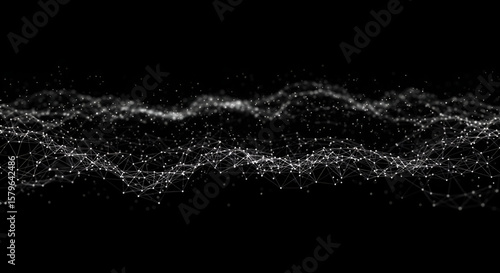 Wallpaper Mural Abstract white polygonal lines and dots on black background for science concepts Torontodigital.ca