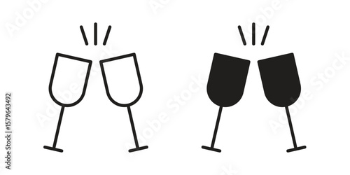 Wine toast icon vector modern flat and stroke designs