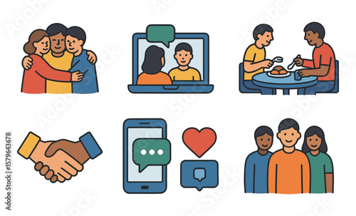 Diverse friends enjoying social interactions and online communication