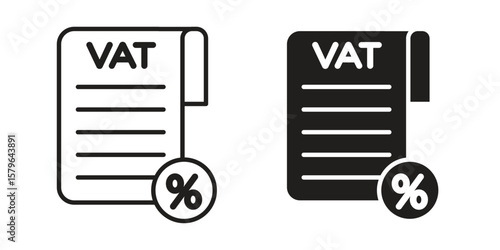 Value added tax VAT icon vector modern flat and stroke designs