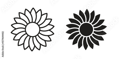 Sunflower icon vector modern flat and stroke designs