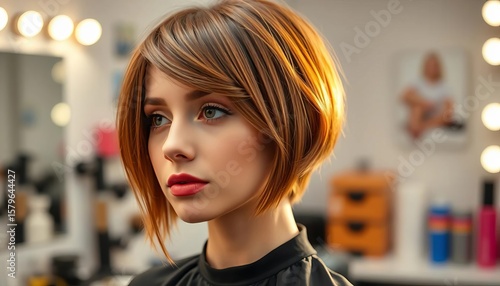 Stylish haircut, professional styling session, cut, photo