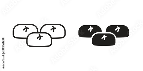 Steamed bread icon vector modern flat and stroke designs