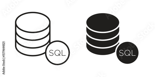 SQL icon vector modern flat and stroke designs