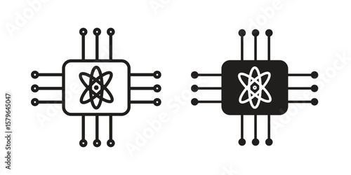 Quantum computing icon vector modern flat and stroke designs