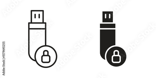 Pendrive security icon vector modern flat and stroke designs