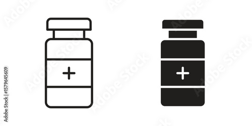 Medicine bottle icon vector modern flat and stroke designs