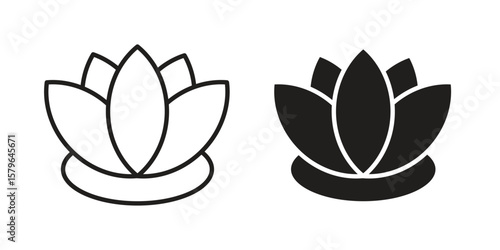Lotus flower icon vector modern flat and stroke designs