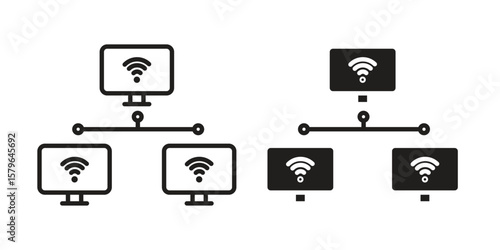 Local network icon vector modern flat and stroke designs