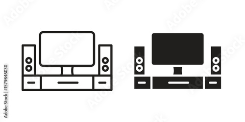 Home cinema icon vector modern flat and stroke designs