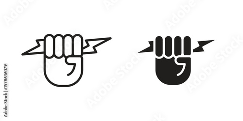 Hand with Power icon vector modern flat and stroke designs
