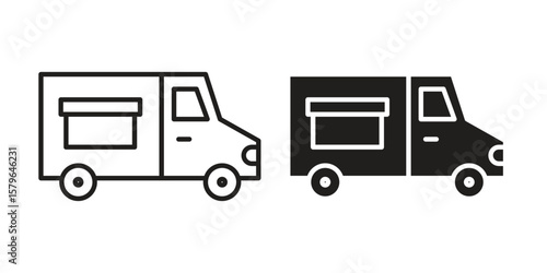 Food truck icon vector modern flat and stroke designs