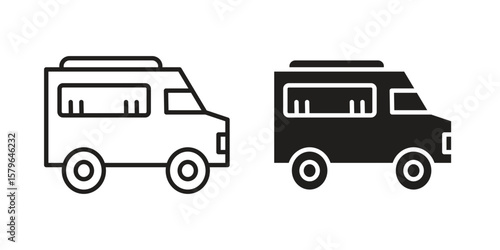 Food truck icon vector modern flat and stroke designs