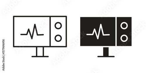 EKG monitor icon vector modern flat and stroke designs