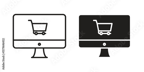 E commerce platform icon vector modern flat and stroke designs
