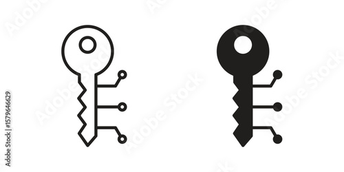 Digital key icon vector modern flat and stroke designs