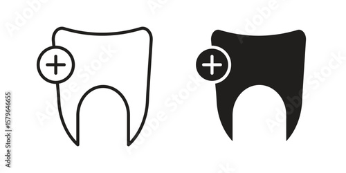 Dental insurance icon vector modern flat and stroke designs