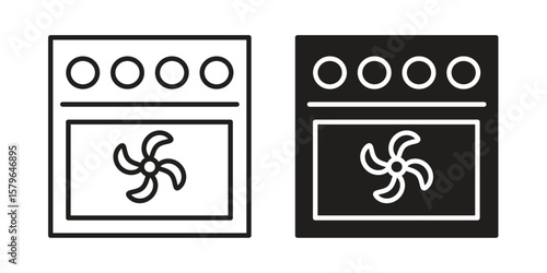Convection turbofan stove icon vector modern flat and stroke designs
