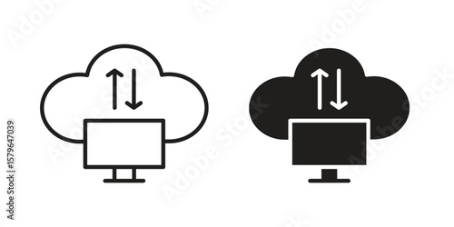 Cloud computing icon vector modern flat and stroke designs