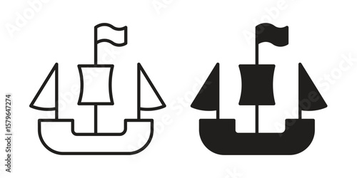 Caravel icon vector modern flat and stroke designs
