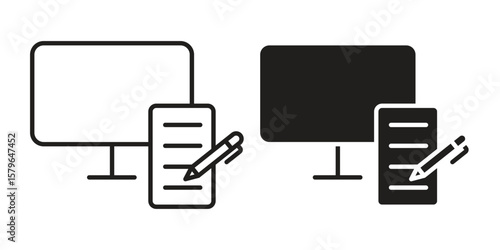 Blended learning icon vector modern flat and stroke designs