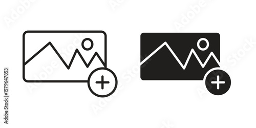 Add photos icon vector modern flat and stroke designs