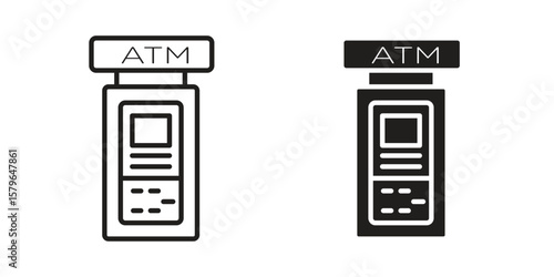 ATM machine icon vector modern flat and stroke designs