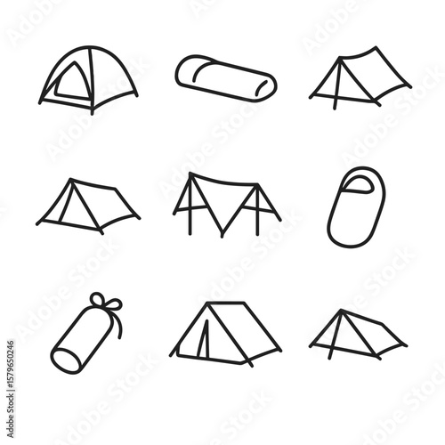 Tent tarp icon pole lightweight bivy emergency bag packable trekking vector