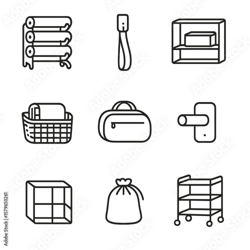 Hook icons block icon wall vector cubby drawstring basket strap yoga gear