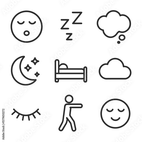 Night zzz grid cozy dream eye icon icons cloud vector closed bubble
