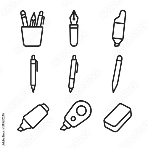 Tools fountain icons icon pen tape writing vector whiteboard marker correction pencil