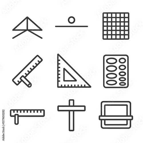 Drawing icon board sheet tools triangle vanishing perspective vector line point draft