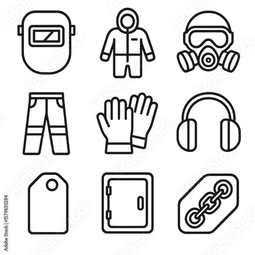 Gloves muffs vector suit welding safety mask control icon icons chain industrial
