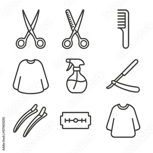Shears blade scissors tools guard comb cutting vector hair icon bottle