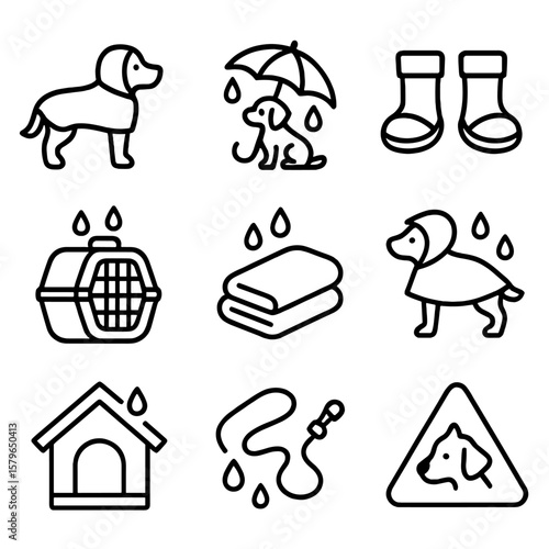 Rainproof vector warning umbrella towel carrier pet icon protection waterproof dog rain