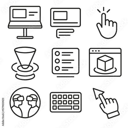 Vr icon bubble icons hand vector viewer workspace collaborative pointer digital menu