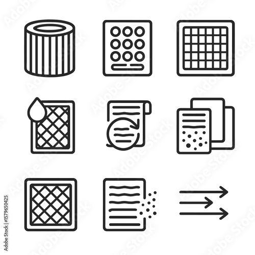 Filter layer vector icons purifier hepa dust washable arrows trap icon change