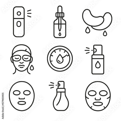 Tracker mister essence facial tools sprayer patch icon vector hydration skin cooling
