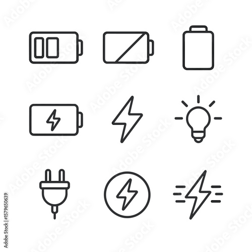 Blinking symbol energy vector light grid icon battery level low circle power