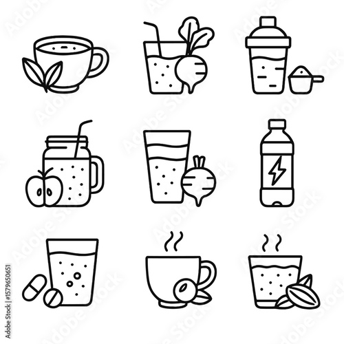 Guarana icons cup energy icon vector blend drink root electrolyte matcha shake