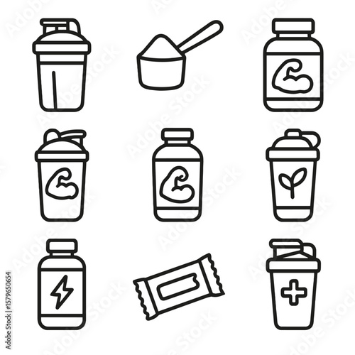 Drink icon vector recovery shake blend protein plant cup icons bottle