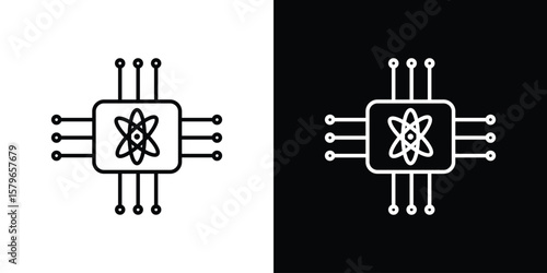 Quantum computing icon in trendy stroke liner style. Set of Website icon vector.